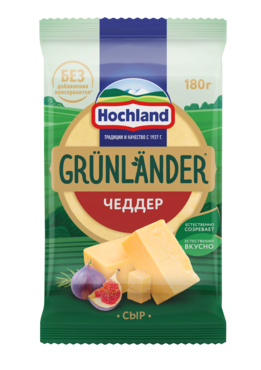 Полутвердый сыр Grünländer от Hochland "Чеддер", 50%